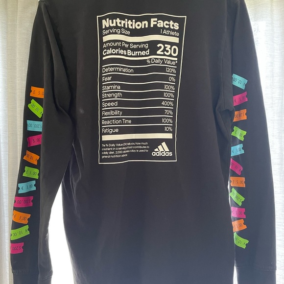 Adidas Original ( Nutrition Facts) Snack Athlete Long Sleeve In Black Medium - Picture 2 of 5